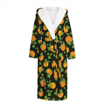 Cute Pumpkin Pattern Print Hooded Bathrobe