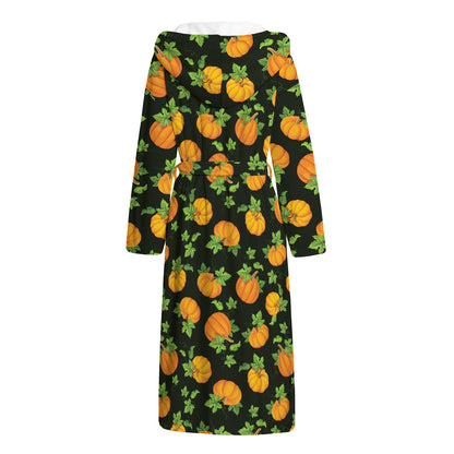 Cute Pumpkin Pattern Print Hooded Bathrobe