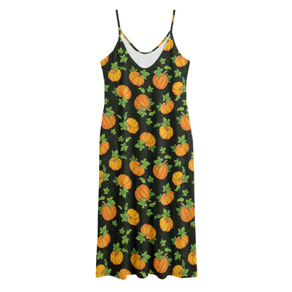 Cute Pumpkin Pattern Print Jersey Midi Cami Dress