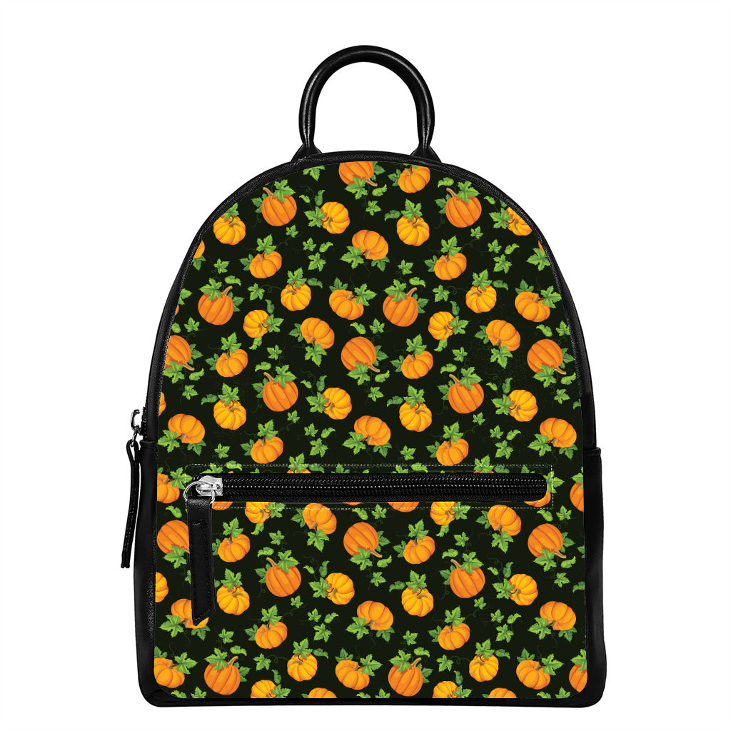 Cute Pumpkin Pattern Print Leather Backpack