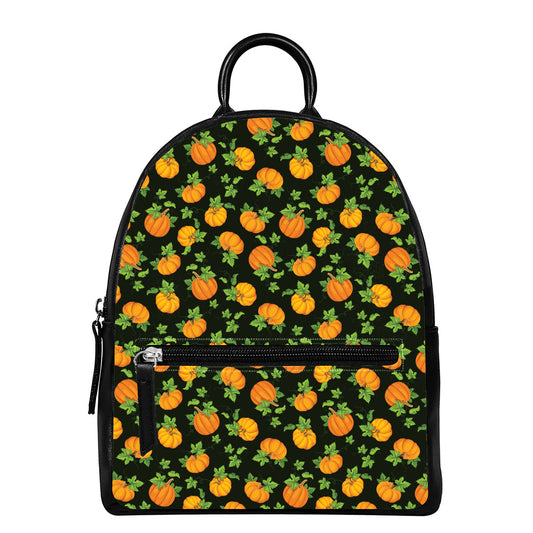 Cute Pumpkin Pattern Print Leather Backpack