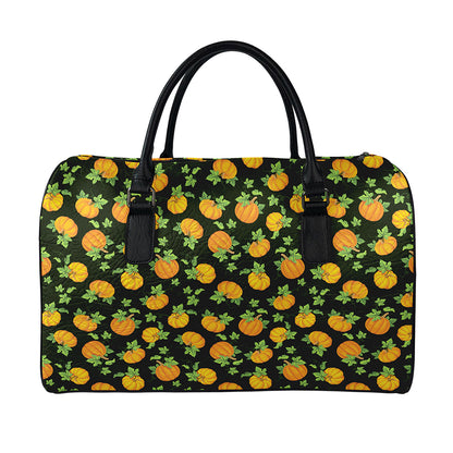 Cute Pumpkin Pattern Print Leather Duffle Bag