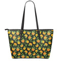 Cute Pumpkin Pattern Print Leather Tote Bag With Zipper