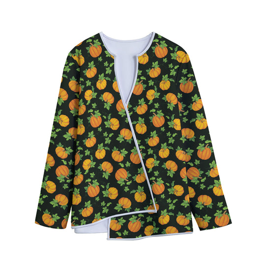 Cute Pumpkin Pattern Print Long Sleeve Short Coat