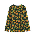 Cute Pumpkin Pattern Print Long Sleeve Short Coat