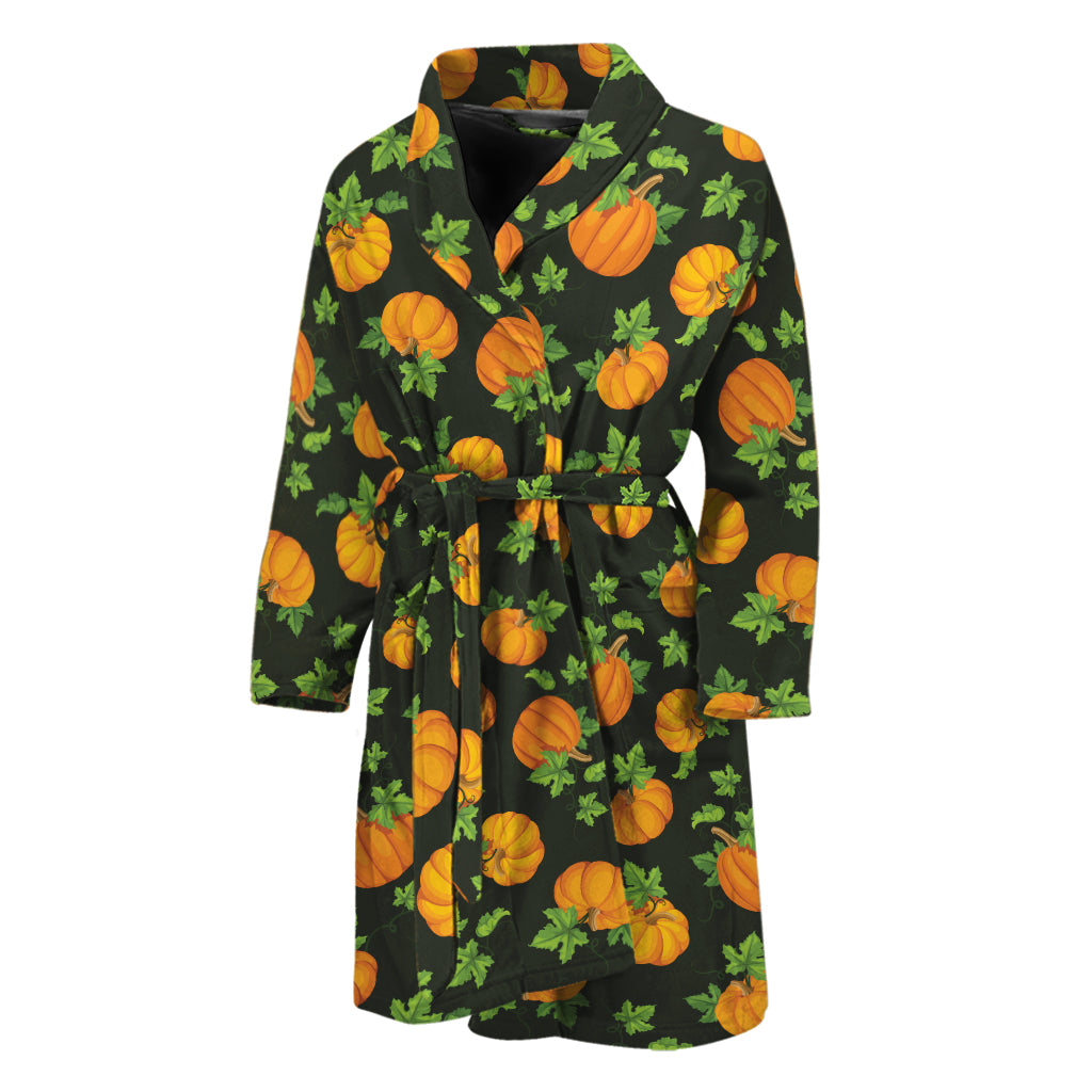 Cute Pumpkin Pattern Print Men's Bathrobe