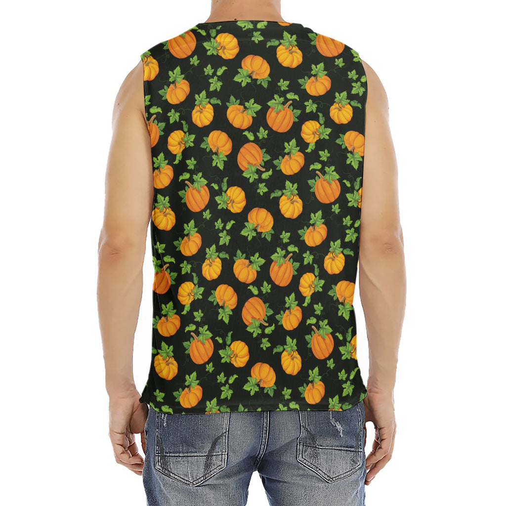 Cute Pumpkin Pattern Print Men's Fitness Tank Top