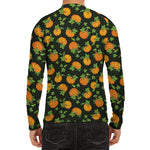 Cute Pumpkin Pattern Print Men's Long Sleeve Rash Guard