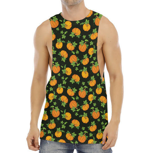 Cute Pumpkin Pattern Print Men's Muscle Tank Top