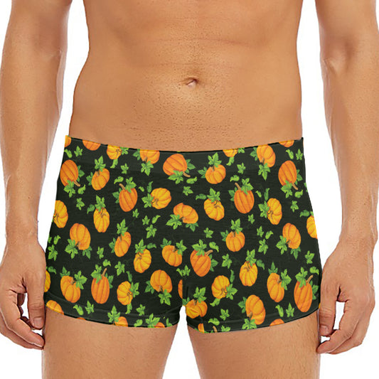 Cute Pumpkin Pattern Print Men's Short Boxer Briefs