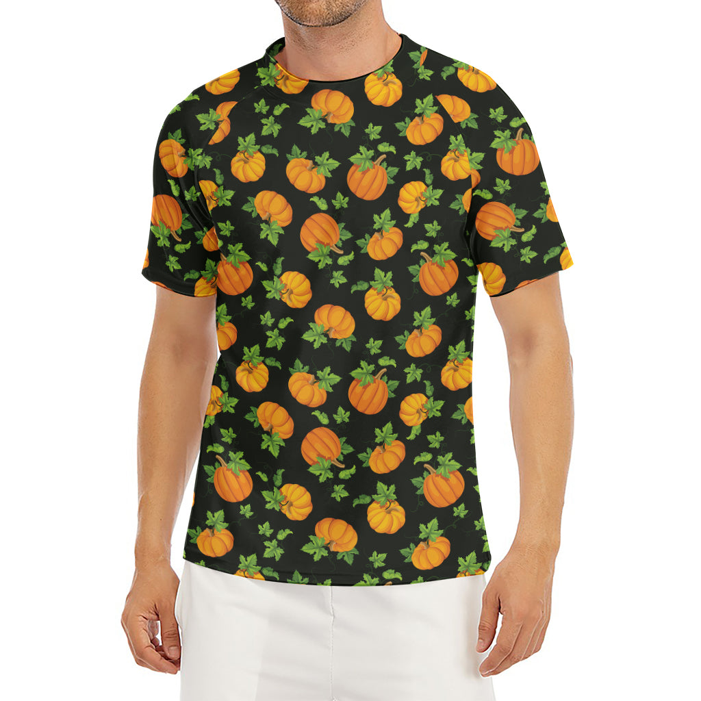 Cute Pumpkin Pattern Print Men's Short Sleeve Rash Guard