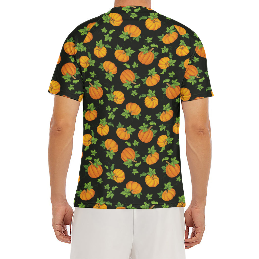 Cute Pumpkin Pattern Print Men's Short Sleeve Rash Guard
