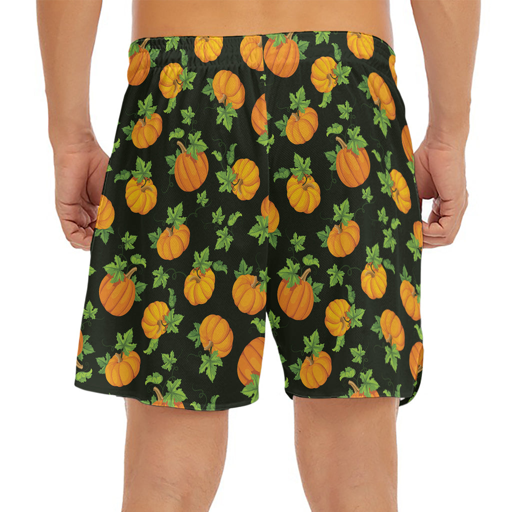 Cute Pumpkin Pattern Print Men's Split Running Shorts
