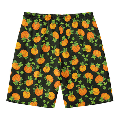 Cute Pumpkin Pattern Print Men's Swim Trunks
