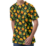 Cute Pumpkin Pattern Print Men's Velvet T-Shirt