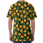 Cute Pumpkin Pattern Print Men's Velvet T-Shirt