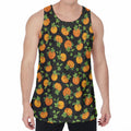 Cute Pumpkin Pattern Print Men's Velvet Tank Top