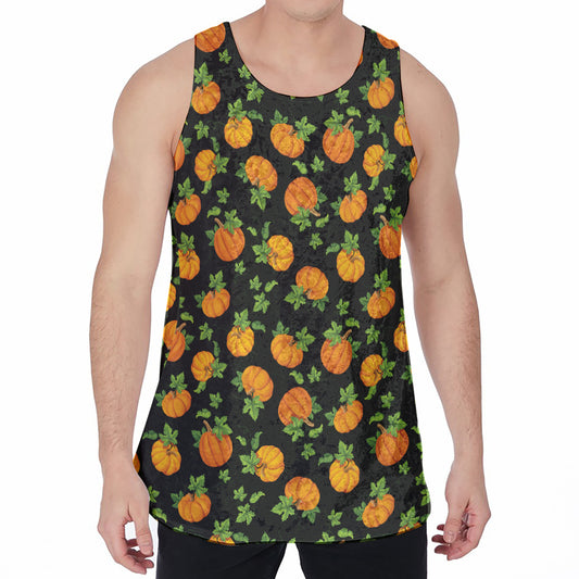 Cute Pumpkin Pattern Print Men's Velvet Tank Top
