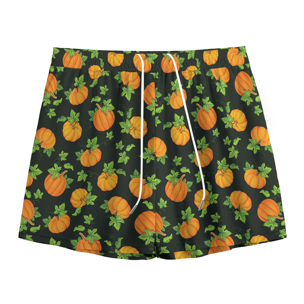 Cute Pumpkin Pattern Print Mesh Shorts
