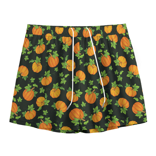 Cute Pumpkin Pattern Print Mesh Shorts