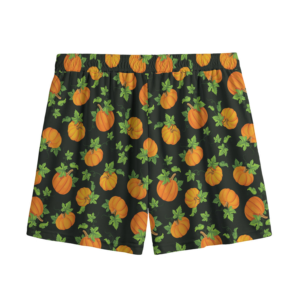 Cute Pumpkin Pattern Print Mesh Shorts