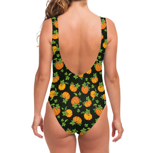 Cute Pumpkin Pattern Print One Piece Swimsuit