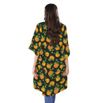 Cute Pumpkin Pattern Print Open Front Beach Cover Up