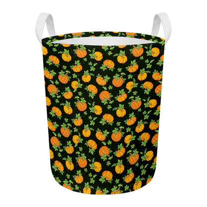 Cute Pumpkin Pattern Print Round Laundry Basket