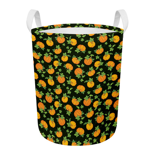 Cute Pumpkin Pattern Print Round Laundry Basket