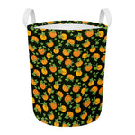 Cute Pumpkin Pattern Print Round Laundry Basket