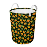 Cute Pumpkin Pattern Print Round Laundry Basket