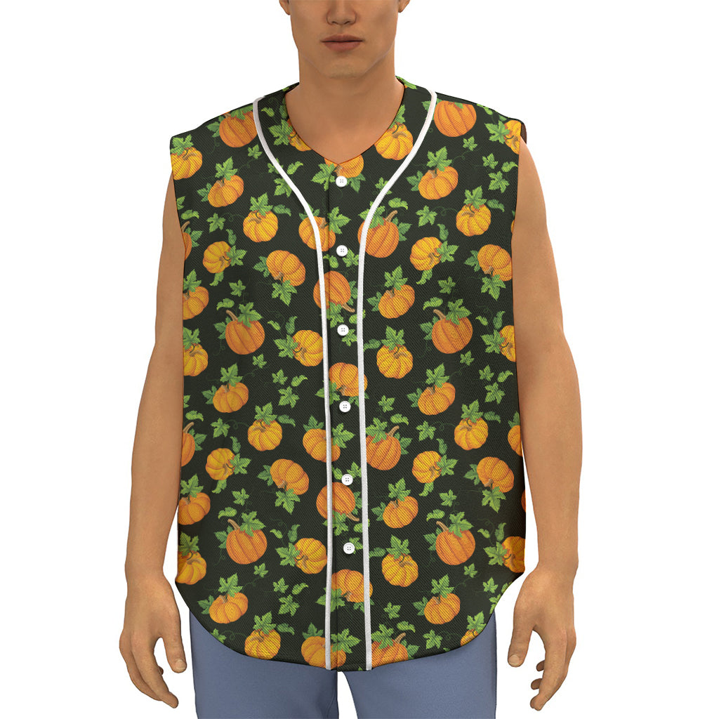 Cute Pumpkin Pattern Print Sleeveless Baseball Jersey