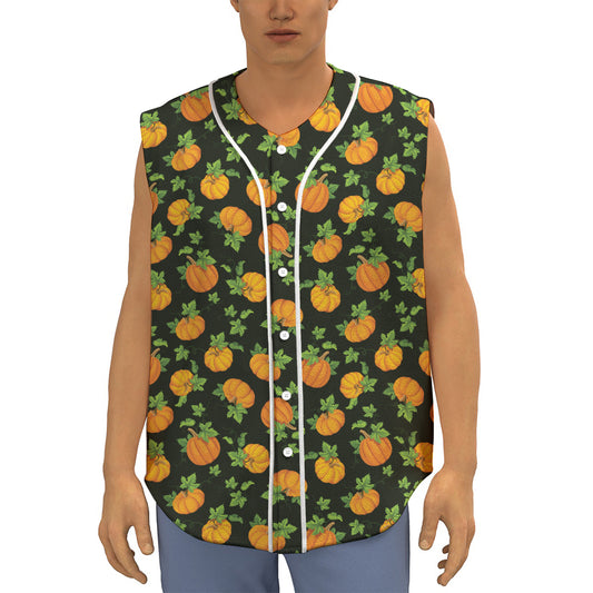 Cute Pumpkin Pattern Print Sleeveless Baseball Jersey