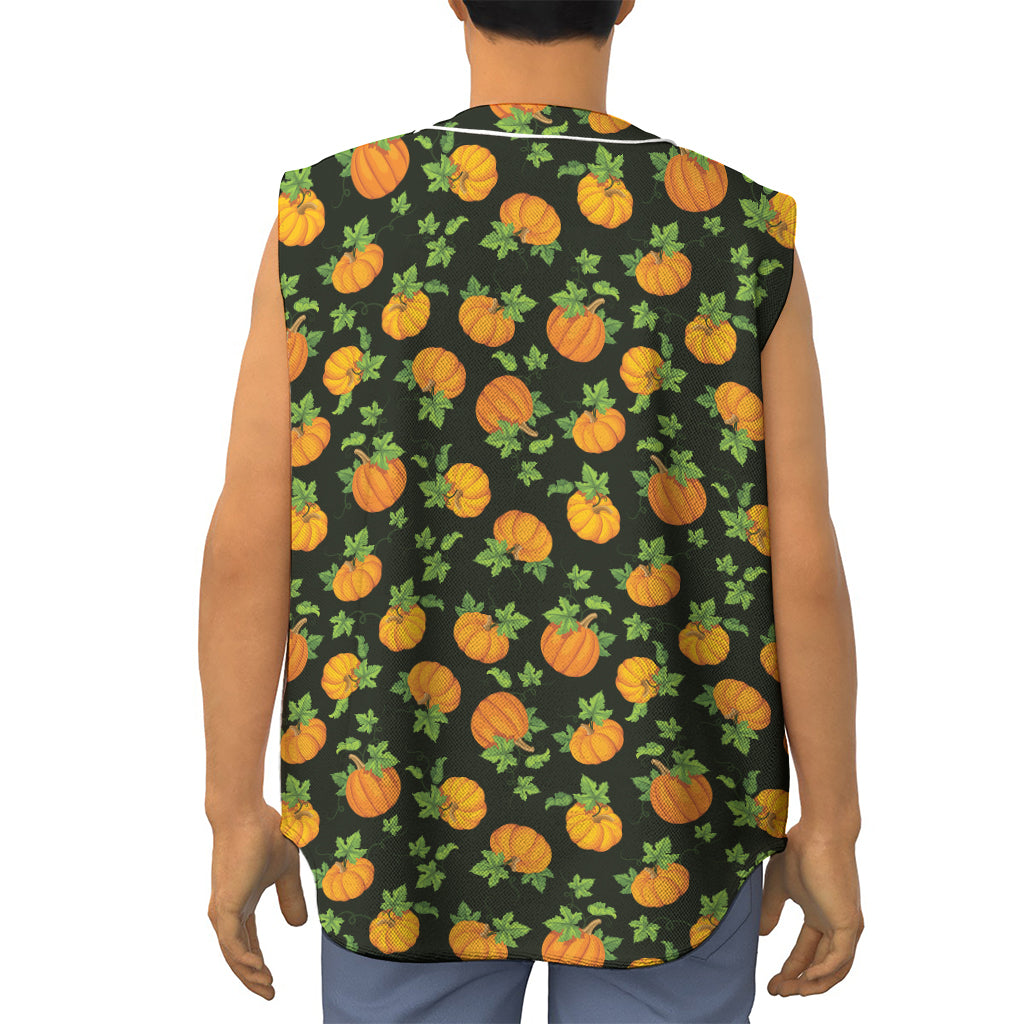 Cute Pumpkin Pattern Print Sleeveless Baseball Jersey