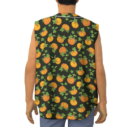 Cute Pumpkin Pattern Print Sleeveless Baseball Jersey