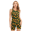 Cute Pumpkin Pattern Print Sleeveless One Piece Swimsuit
