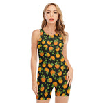 Cute Pumpkin Pattern Print Sleeveless One Piece Swimsuit