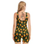 Cute Pumpkin Pattern Print Sleeveless One Piece Swimsuit