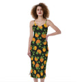 Cute Pumpkin Pattern Print Slim Fit Midi Cami Dress
