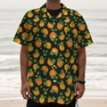 Cute Pumpkin Pattern Print Textured Short Sleeve Shirt