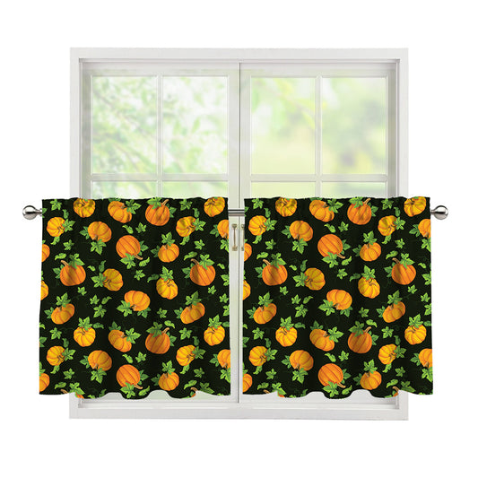 Cute Pumpkin Pattern Print Tier Curtains