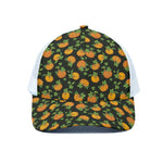 Cute Pumpkin Pattern Print White Mesh Trucker Cap