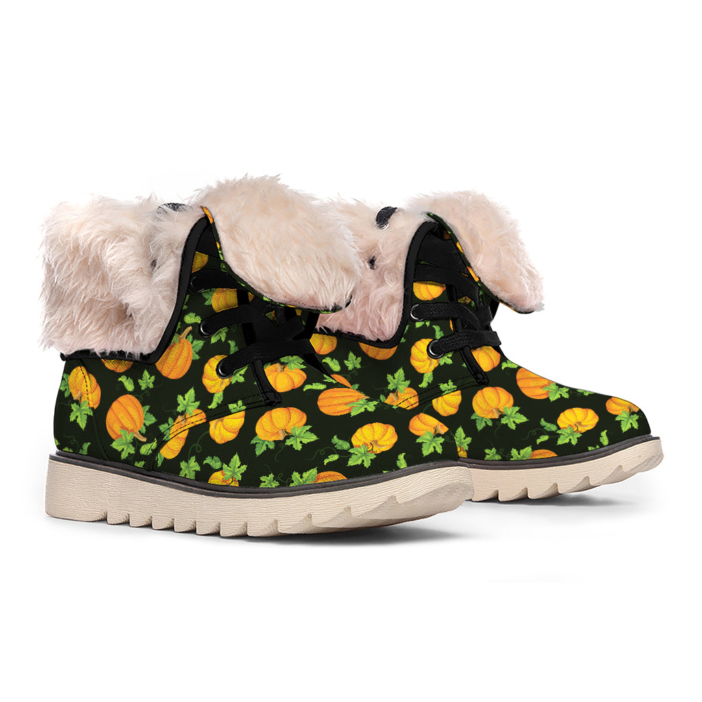 Cute Pumpkin Pattern Print Winter Boots