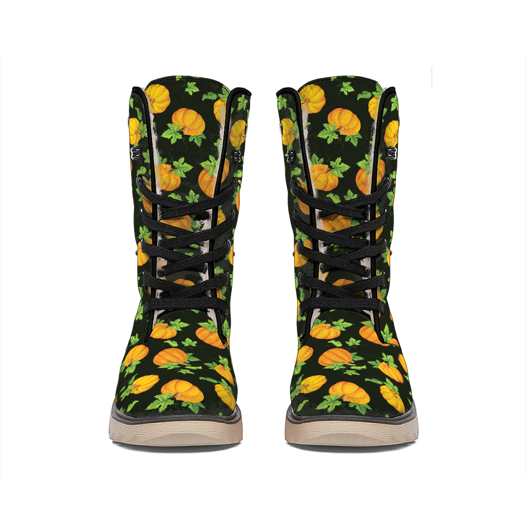 Cute Pumpkin Pattern Print Winter Boots