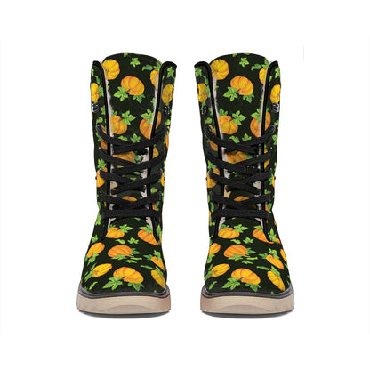 Cute Pumpkin Pattern Print Winter Boots