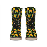 Cute Pumpkin Pattern Print Winter Boots