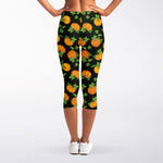 Cute Pumpkin Pattern Print Women's Capri Leggings