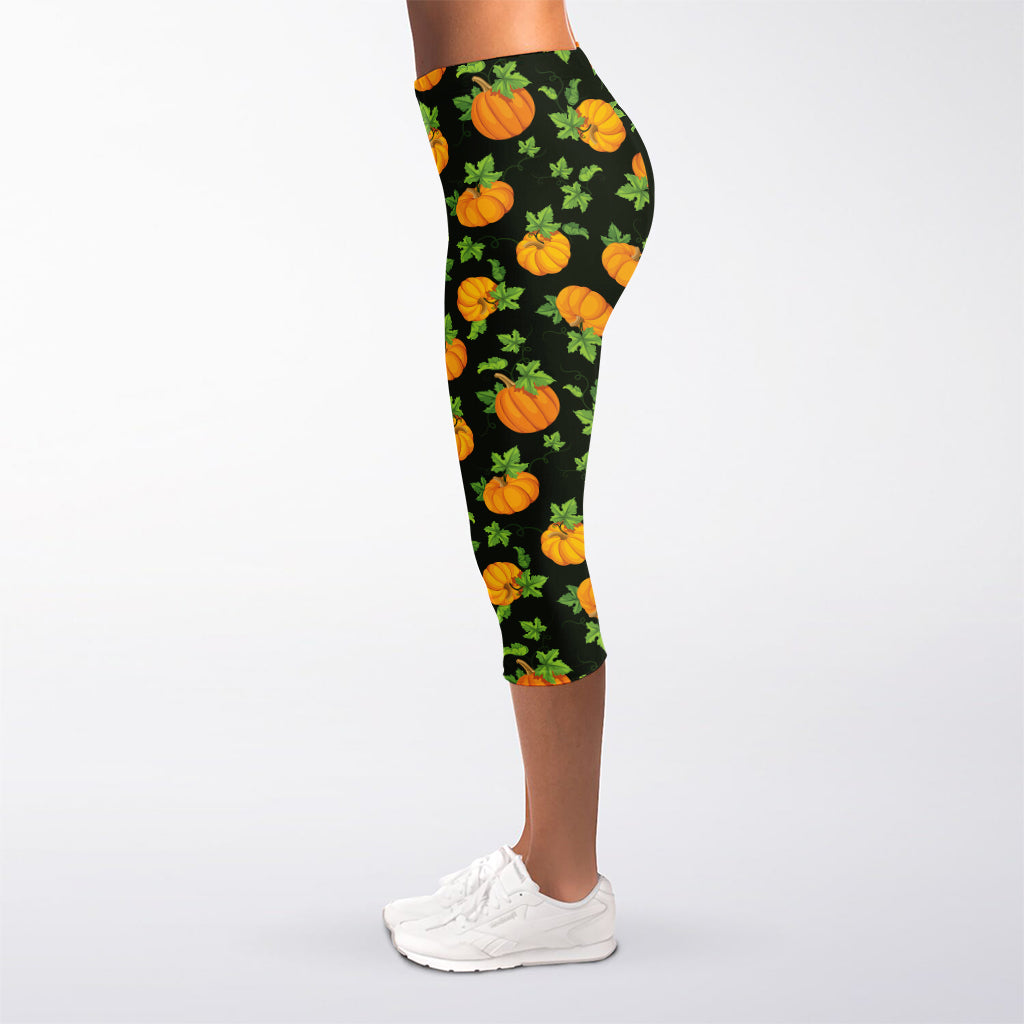 Cute Pumpkin Pattern Print Women's Capri Leggings