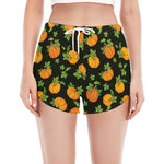 Cute Pumpkin Pattern Print Women's Split Running Shorts