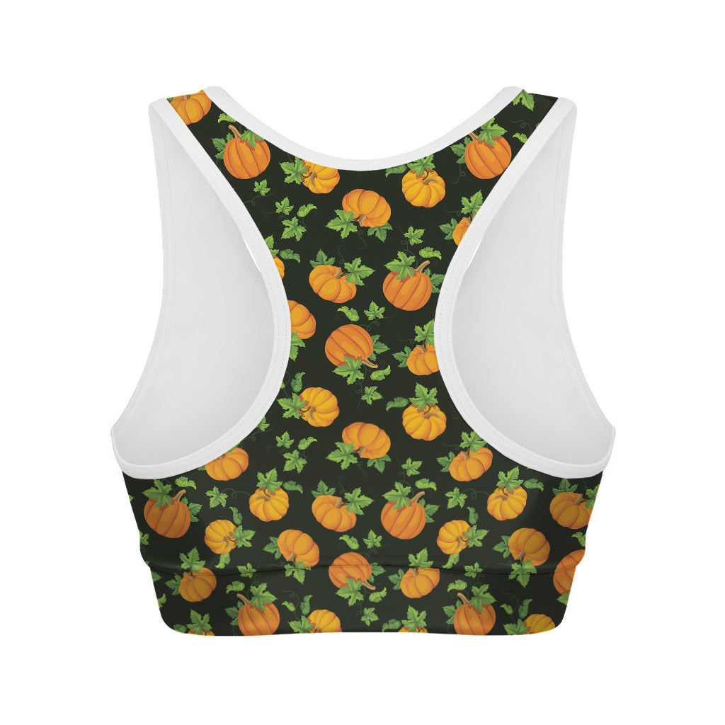 Cute Pumpkin Pattern Print Women's Sports Bra